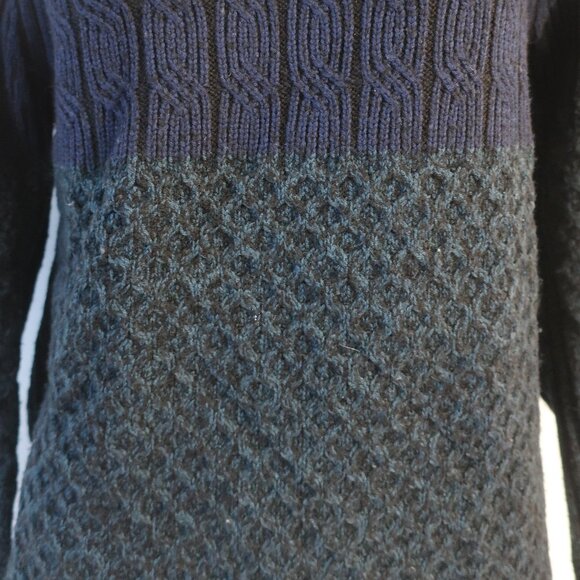 Womens Proenza Schouler Blue Black Marled 100% Wool Mock Neck Sweater S SIZE: SM - Picture 7 of 14